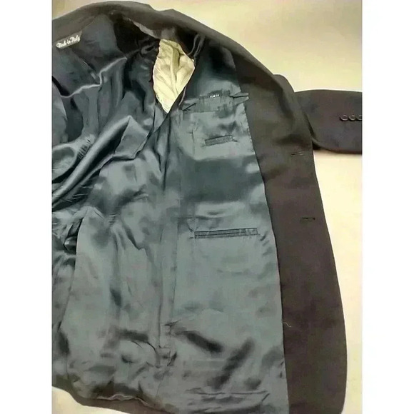 Ermenegildo Zegna Saks Fifth Ave BLACK LABEL 42L Navy SILK WOOL Blazer Jacket - Picture 10 of 15